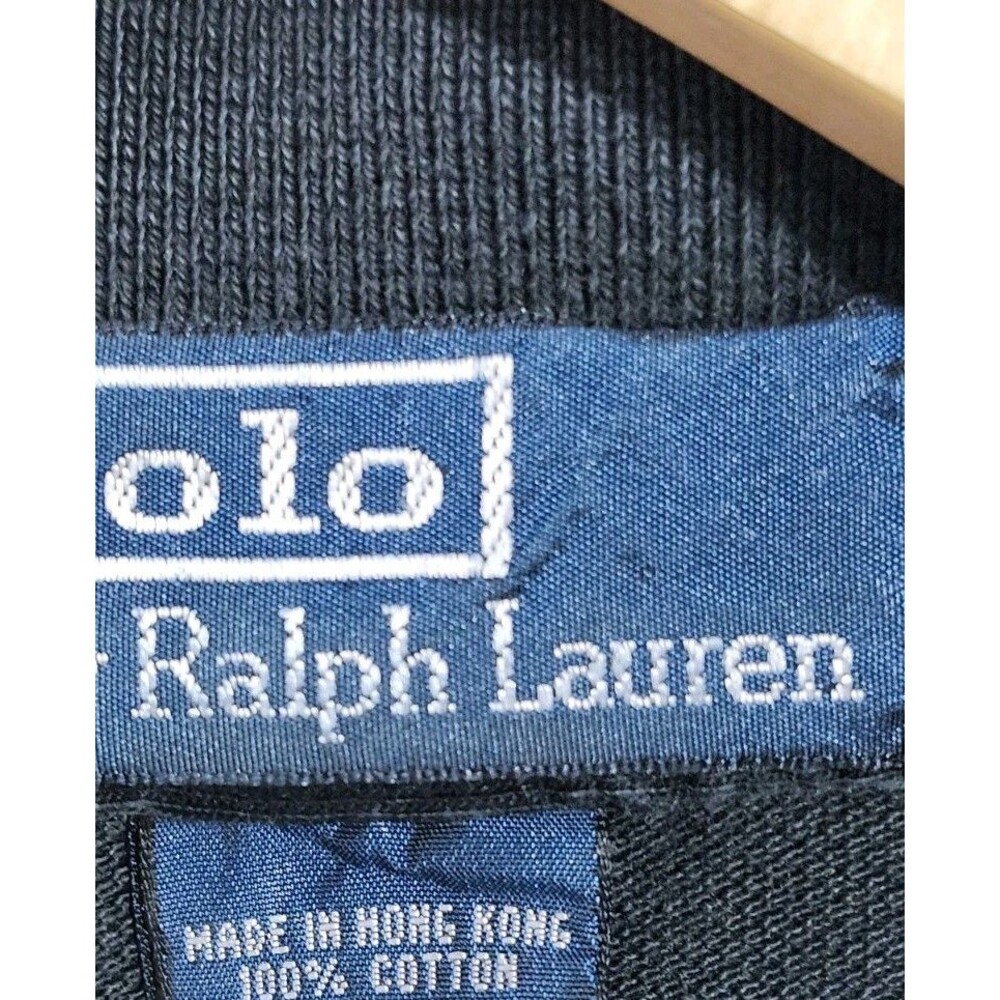 Vintage Polo Ralph Lauren Polo Shirt Men L Black Striped Cotton Y2k - Picture 3 of 7